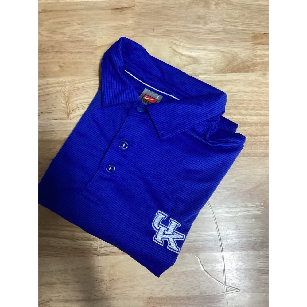 Nike Mens Shirt Blue UK Kentucky Wildcats Short Sleeve Performance Golf Polo- Lg